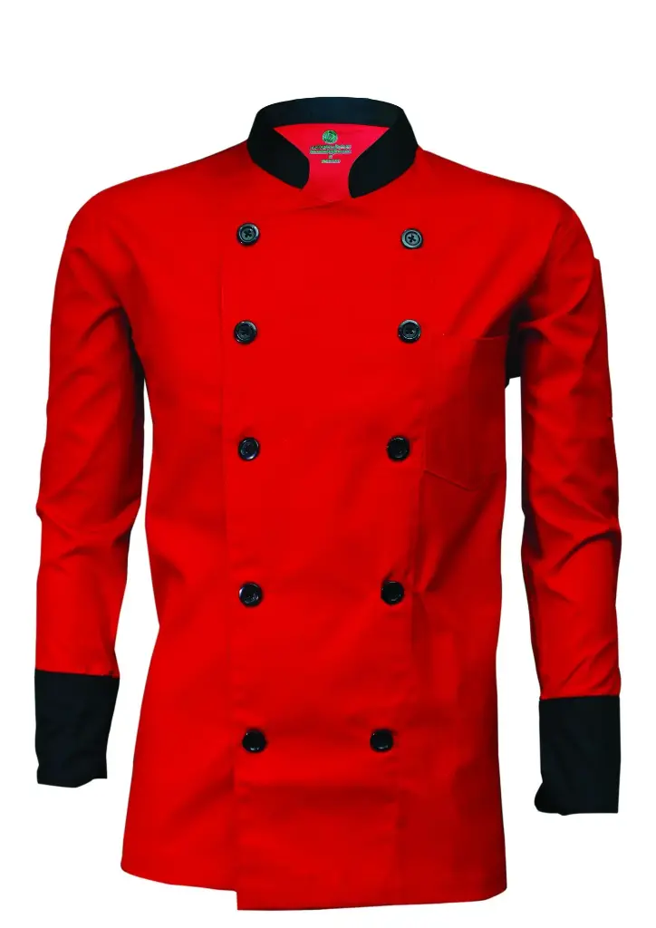 Chef Coat Red With Black Piping