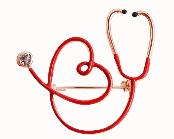Heart Stethoscope Brooch Pin- P268 