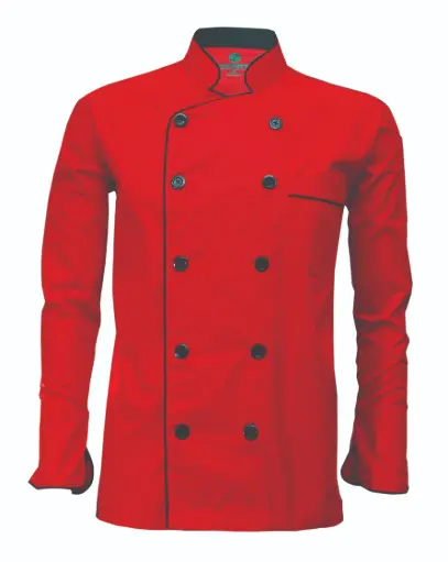 Chef Coat Red With Black Piping