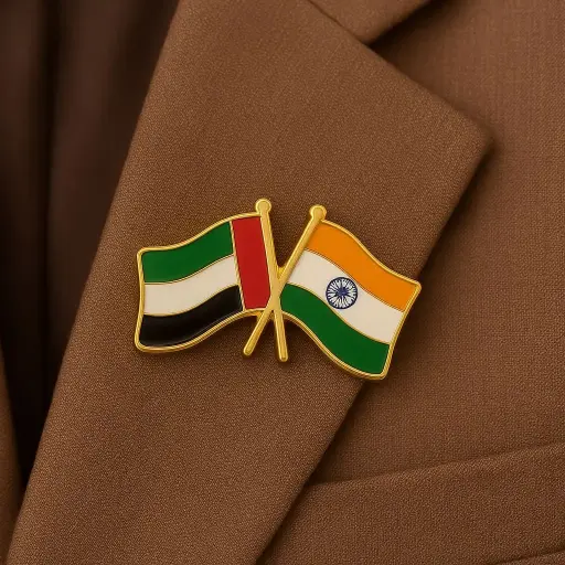 Twin Flag Badge with Pin
