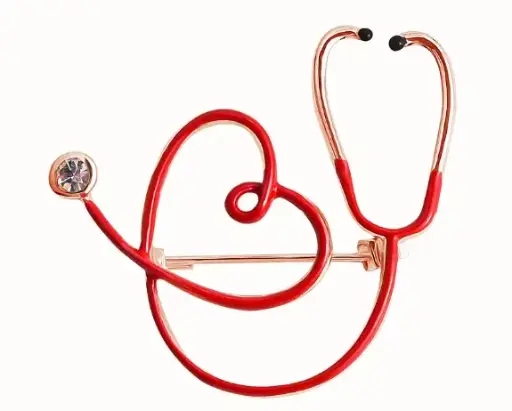 Heart Stethoscope Brooch Pin- P268 